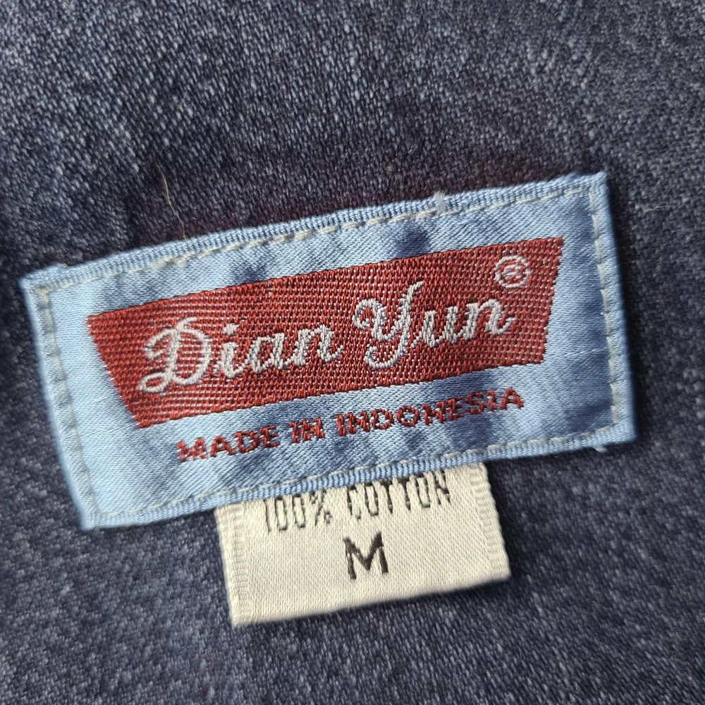 VINTAGE Size M DIAN YUN 100% Cotton Denim Blue Overall Mini Dress - Picture 9 of 10